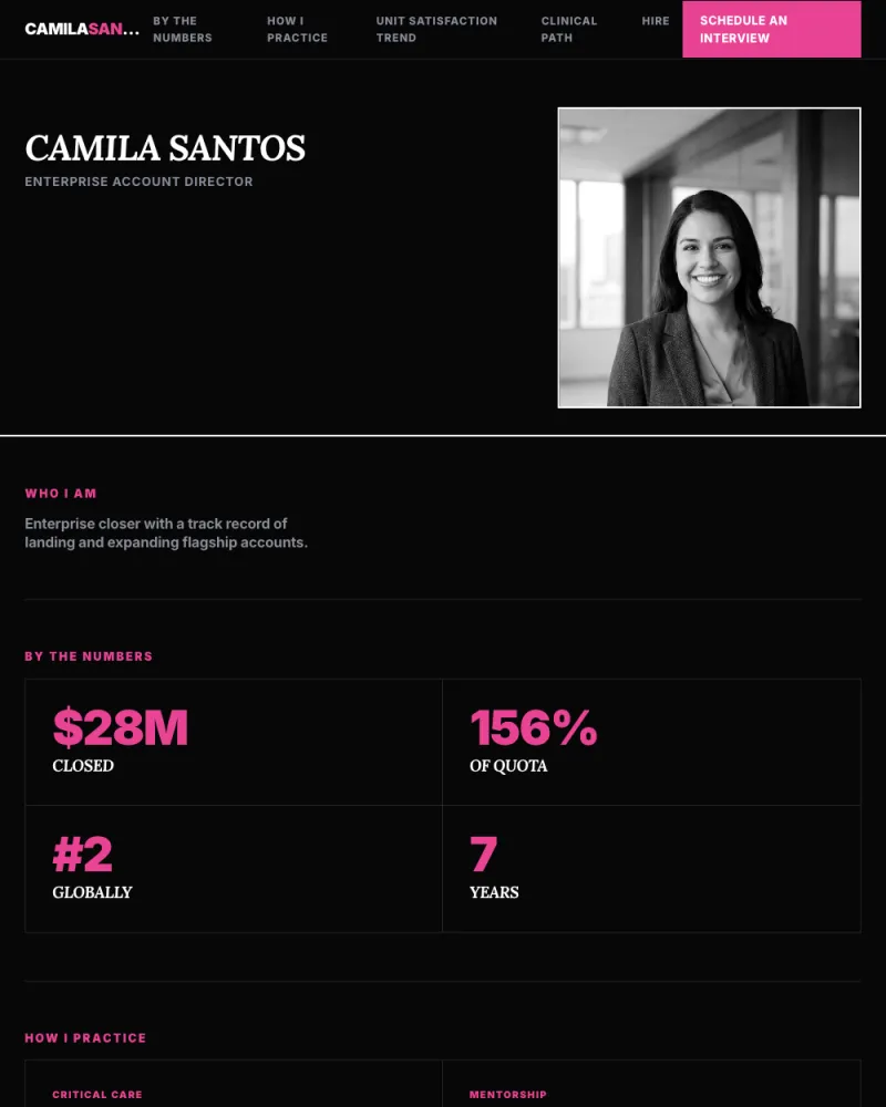 Bold style pitch page example