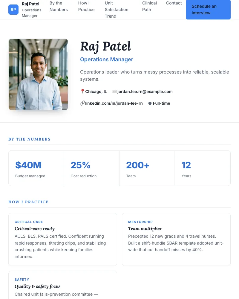 Corporate style pitch page example