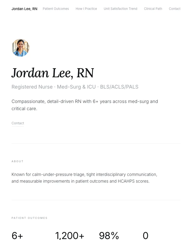 Minimalist style pitch page example