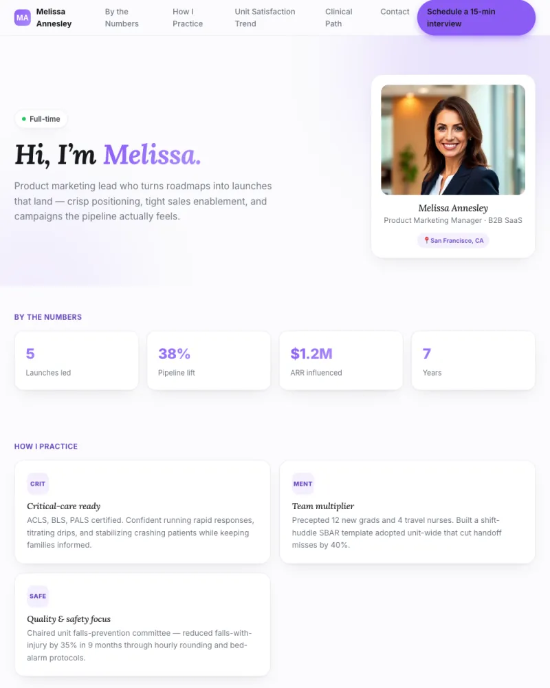Modern style pitch page example