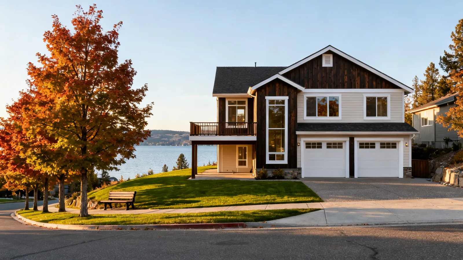 124 Alder Lane exterior, lake behind the house